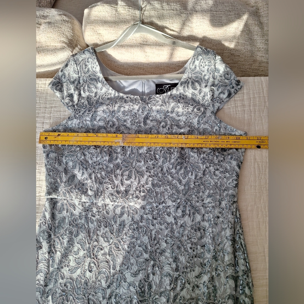 Alex Evenings Silver Patterned Maxi Dress - Picture 5 of 12